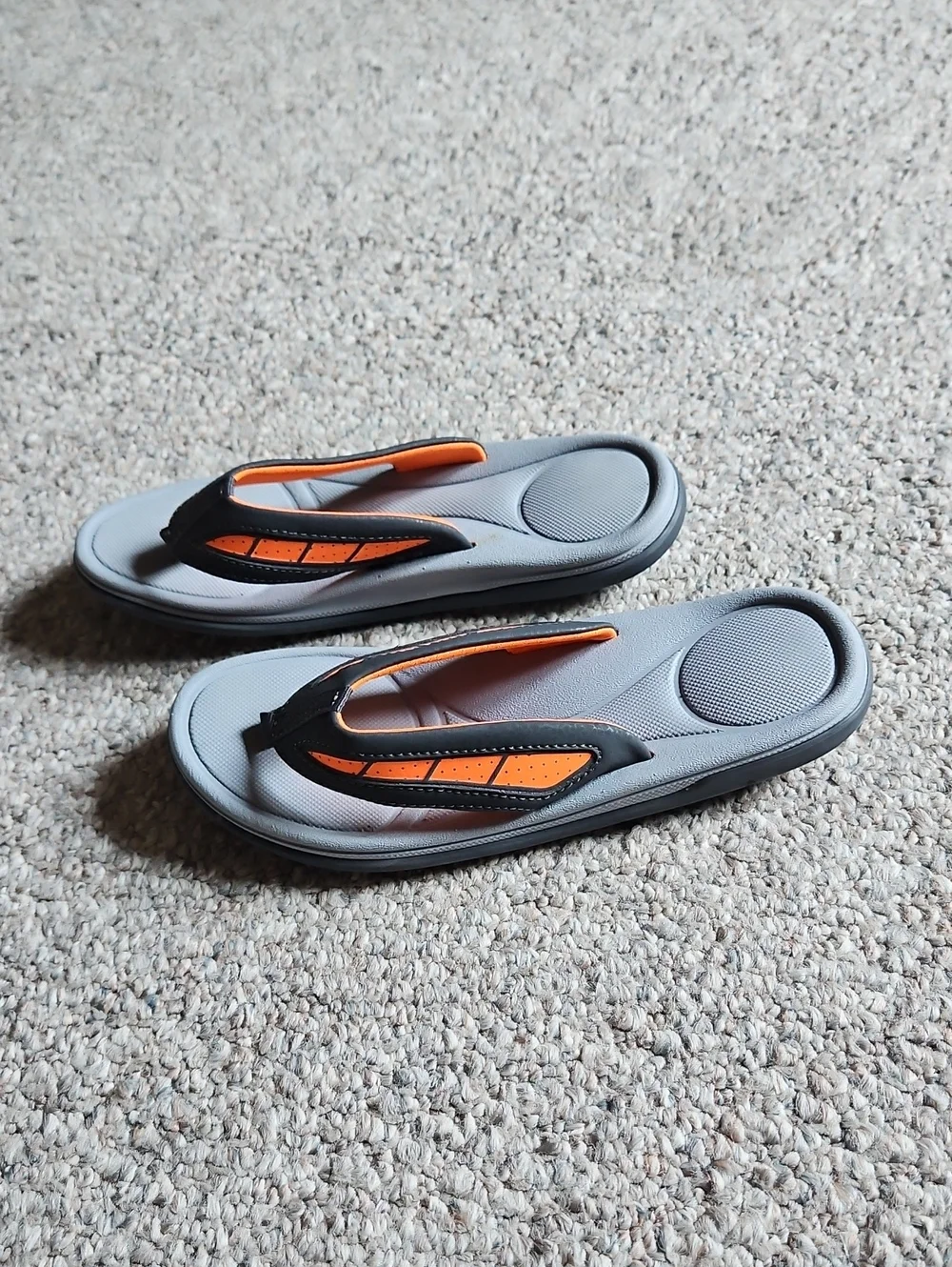 Men's Gray and Orange Comfort Flip Flops